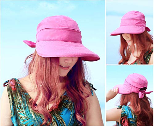 Sun Hats for Women with UV Protection Sun Hat Wide Brim Visor Summer Beach Outdoor Foldable Womens Caps Navy (One Size-Medium / Navy)