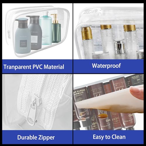 16 Pack Waterproof Cosmetic Bag TSA Approved Toiletry Bag (16pcs White L)