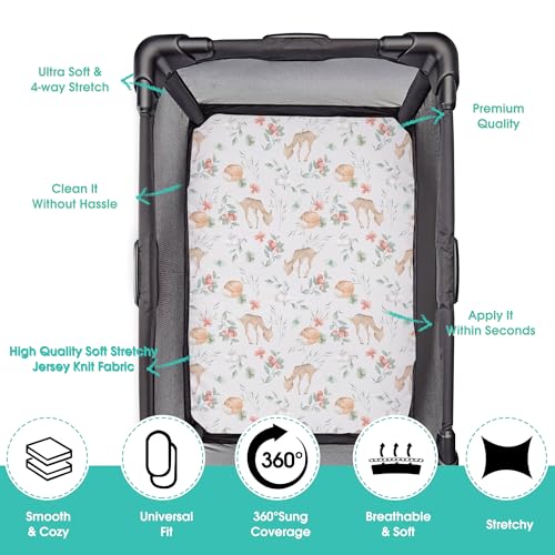 Pack n Play Sheets (Fawn & Flora / 38X26 Inch)