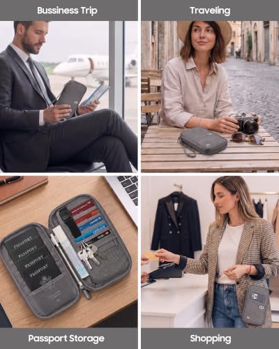 Family Passport Holder for Travel (New Grey)