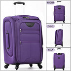 Softside Luggage Set Lightweight 3 Piece Suitcase with Duffel Bag (Softside Luggage(22/26/30) / Purple + bags)