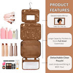 ESSENTE Women's Travel Toiletry Bag with Removable Pouch and Hanging Hook (OFF WHITE FAUX LEATHER)