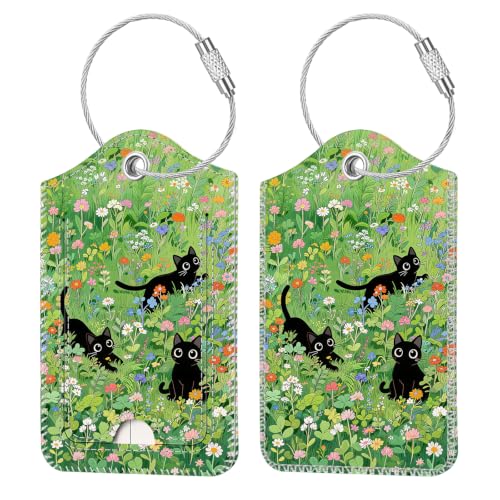 Luggage Tags Privacy Cover ID Label for Travel Bag Suitcase (Cat)