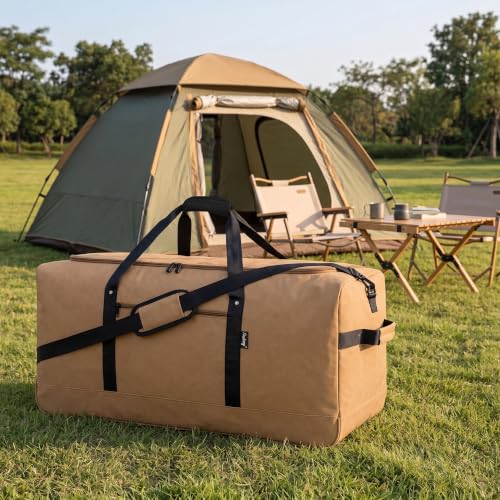 120L Foldable Rolling Duffel Bag with 3 Wheels (Large / Khaki)