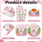 10 Pcs Christmas Gingerbread Man Kitchen Decor Accessories Set (Pink / Gingerbread Man)