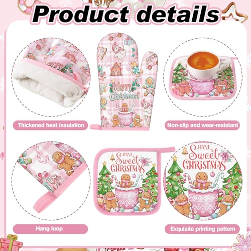 10 Pcs Christmas Gingerbread Man Kitchen Decor Accessories Set (Pink / Gingerbread Man)