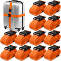 12 Pack Luggage Straps Suitcase Belts Wide Adjustable Packing Straps Travel Belts Accessories for Business Packing (Orange)