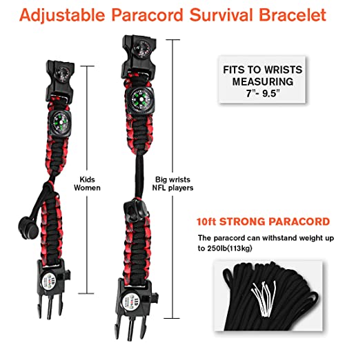 20 in 1 Paracord Bracelet (Red Black 2PCS)