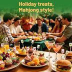 100 Pieces Christmas Mahjong Cocktail Picks Decorative Bamboo Cocktail Skewers 5.3 Inch Wooden Fruit Toothpicks for Christmas Game Night Appetizers Bar Drink Fruit Party Supplies (Christmas Mahjong)