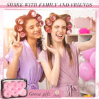 4 Sizes Self Grip Hair Rollers Set for Long (Pink)