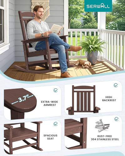 Outdoor Rocking Chair Set of 4 (Coffee / 4 Packs)