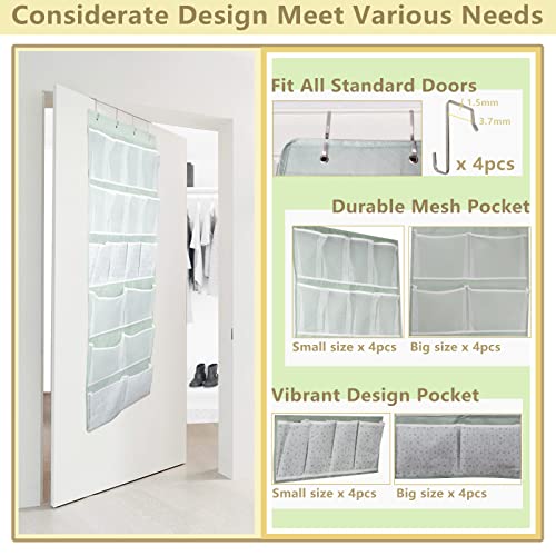18 Pockets Over the Door Organizer with 4 Kind Pockets (Large-Green: Pack of 1)