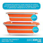 18L Collapsible BBQ Prep Tub with Lid (Orange / 22"L x 16"W x 7.1H")