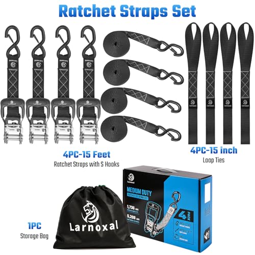 Ratchet Straps 1.5" x 15ft (Black / 15 ft)