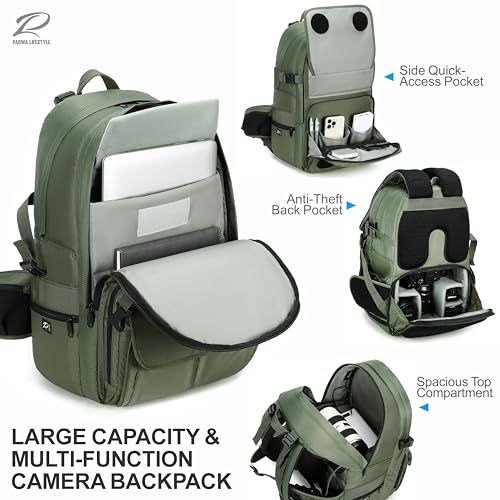 Green Professional Camera Backpack (Green Water Resistant Nylon)