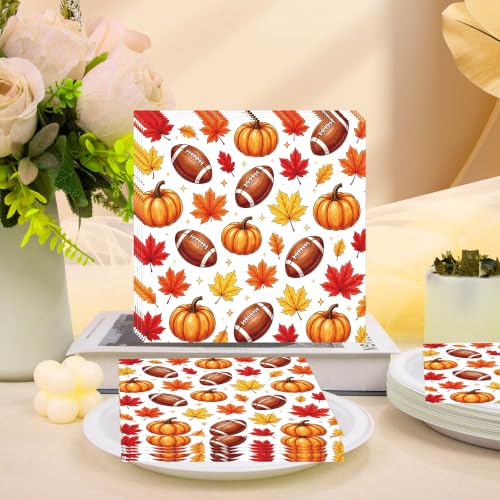 50 PCS Fall Football Pumpkin Cocktail Napkins (Football Pumpkin)