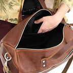 Handmade Leather Duffel Bag Luxury Duffle Bag Leather weekender Backpack for Men Full Grain Brown Leather TSA Approved
