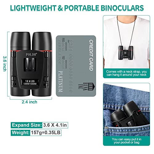 12X25 Small Binoculars with Clear Vision (12X25-YH / Black)