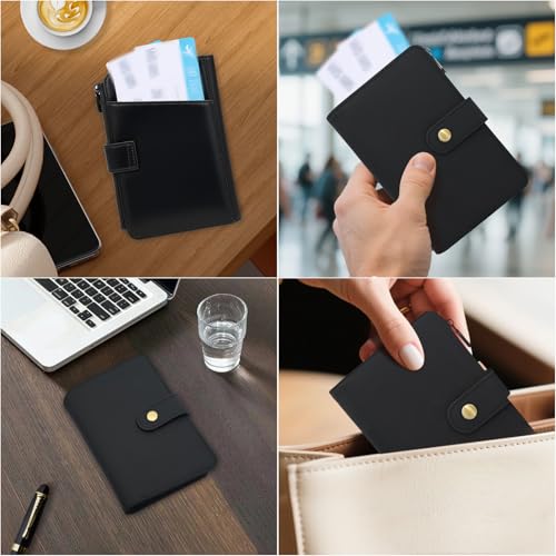 All in One RFID Passport Wallet with Tracker Slot (Black)