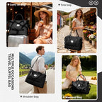 Travel Duffle Bag Expandable Overnight Foldable Carry On Bags for Women (A58-Black / XX-large)