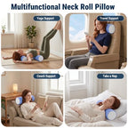Neck Roll Cervical Pillow for Neck Pain Relief (Blue White / Large - 6.0" H)