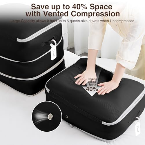 4 Pack Compression Storage Bags (110L-4 Pack / Black)