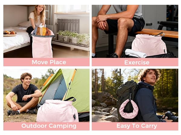 Compression Travel Laundry Bag for Dirty Clothes (Pink / Large)