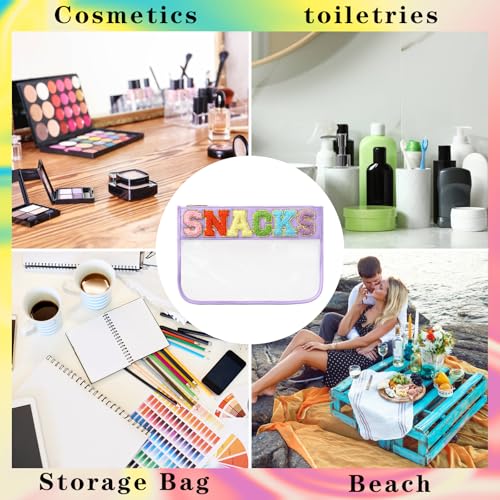 Clear Snacks Bag for Travel (Purple-Snacks)