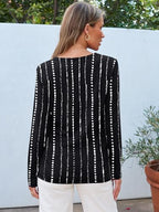 Long Sleeve Shirts for Women Casual Crewneck Tops Basic Tees (Medium / Blackdotline)