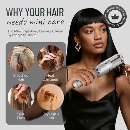 Mini Original Cordless Split End Hair Trimmer for Dry (Silver / AAA Battery-Powered)