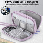 PU Leather Cable Organizer Double Layer Travel Pouch (Purple / M)