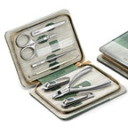 Manicure Sets Pedicure Kits Stainless Steel Nail Clipper Personal Care Tools with PU Leather Case (Green)