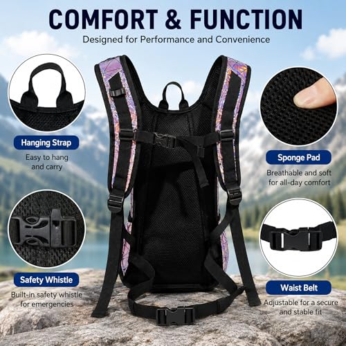 Rave Hydration Backpack Lightweight Water Backpack for Cycling Running Hydration Pack with 3L Water Bladder Pink (Pink / 3L Bladder)