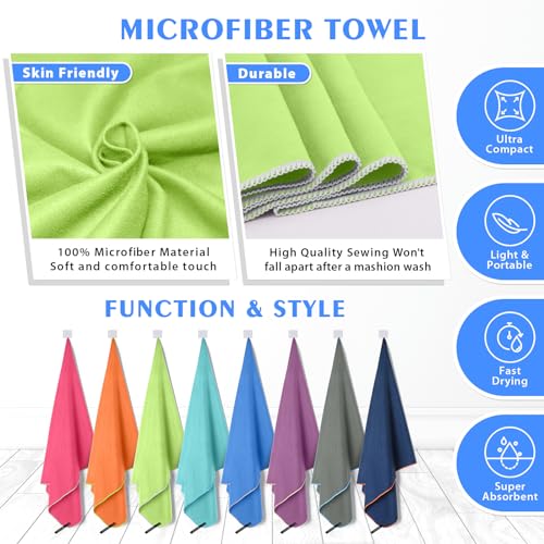 2 Pack Microfiber Camping Towels (Green / XXL: 72" x 32"+24" x 12")