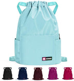 Waterproof Drawstring Gym Backpack Bag for Men & Women (A09-mint Green)