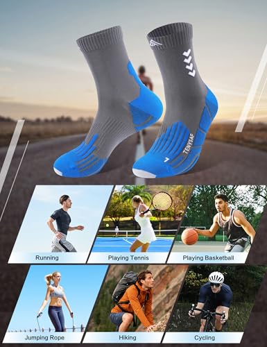 Crew Compression Running Socks (9-13 / I-blue Red Gray-3pairs)