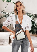 Sling Bag Crossbody Bags for Women Small Cross Body Bag Fanny Packs Chest Sling Purse for Daily Travel Leisure Sport (4-1 White Black With Brown)