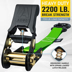 Ratchet Straps Heavy Duty 4 Pack (2200 lb - 15ft / Green)