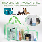 6 Packs Clear Makeup Bags (Green-6PCS (Large+Medium+Small))