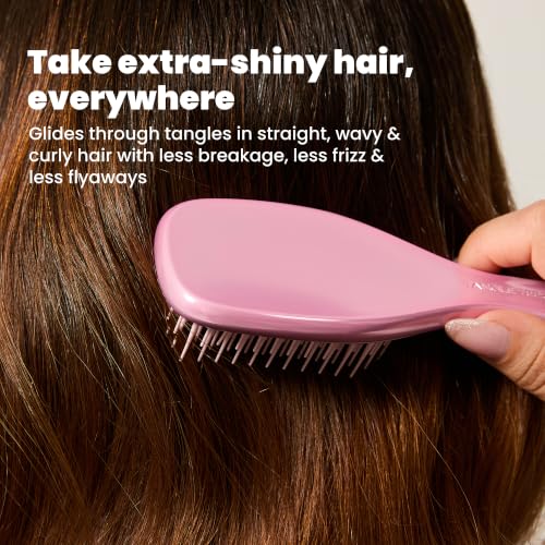 Chrome Detangler Mini Hair Brush (Satin Pink / Travel Size)
