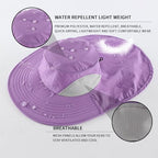 Outdoor UPF50+ Sun Hat Wide Brim Mesh Fishing Hat with Neck Flap (Large-X-Large / Purple)