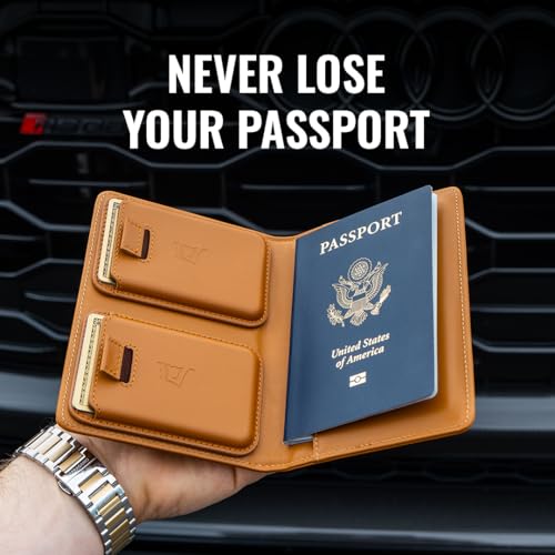 Passport Wallet with Holder for AirTag (Truffle)