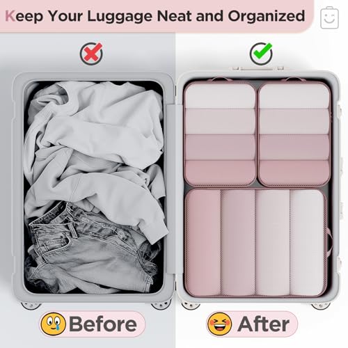 6/9/11 Set Compression Packing Cubes for Travel Essentials,Compressible Expandable Luggage Suitcase Organizer Bags for Clothing,Space Saver Bags with Over 1000 pcs of Mesh Holes(Light Coral) (Light Coral / 6 set)