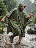 Adult Rain Poncho Waterproof Hooded Raincoat Lightweight Packable (One Size / Army Green 2 Pack)