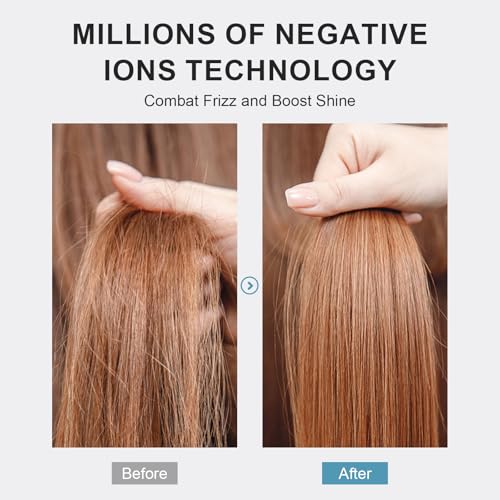 Travel Dual Voltage Hair Dryer Brush and Styler (50mm Oval / Sky Blue&rose Gold)