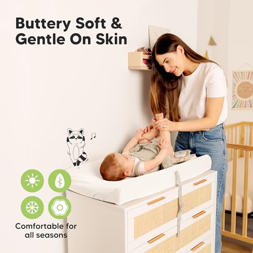 2 Pack Waterproof Changing Pad Covers (Soft White / Waterproof + Viscose derived from Bamboo)