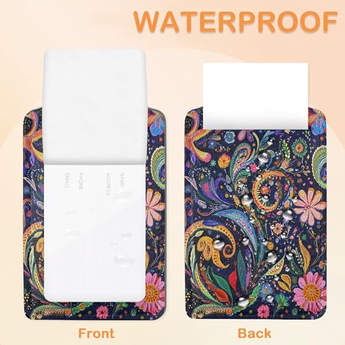 Colorful Boho Floral 3 PCS PU Leather Luggage Tags for Suitcase (Colorful Boho Floral)