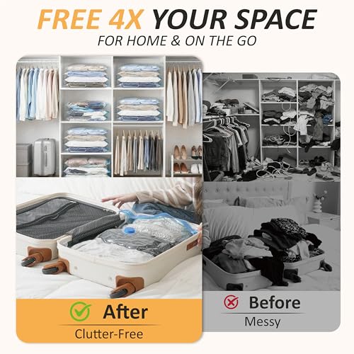Travel Vacuum Storage Bags with Rechargeable Cordless USB Pump (Combo)