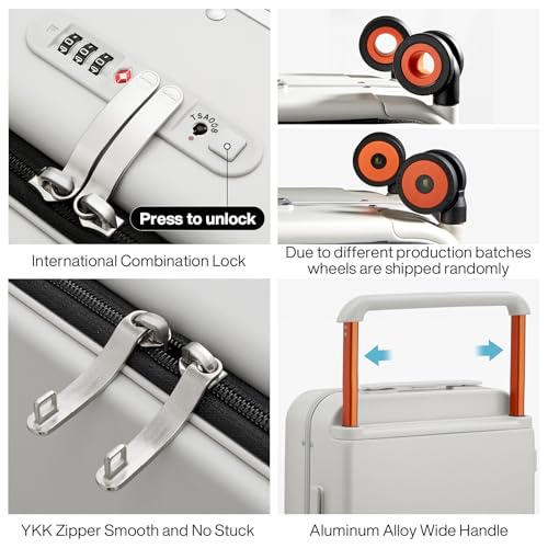 24 Inch Checked Luggage Aluminum Frame & Spinner Wheels (Smoke White / 24-inch)