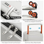 24 Inch Checked Luggage Aluminum Frame & Spinner Wheels (Smoke White / 24-inch)